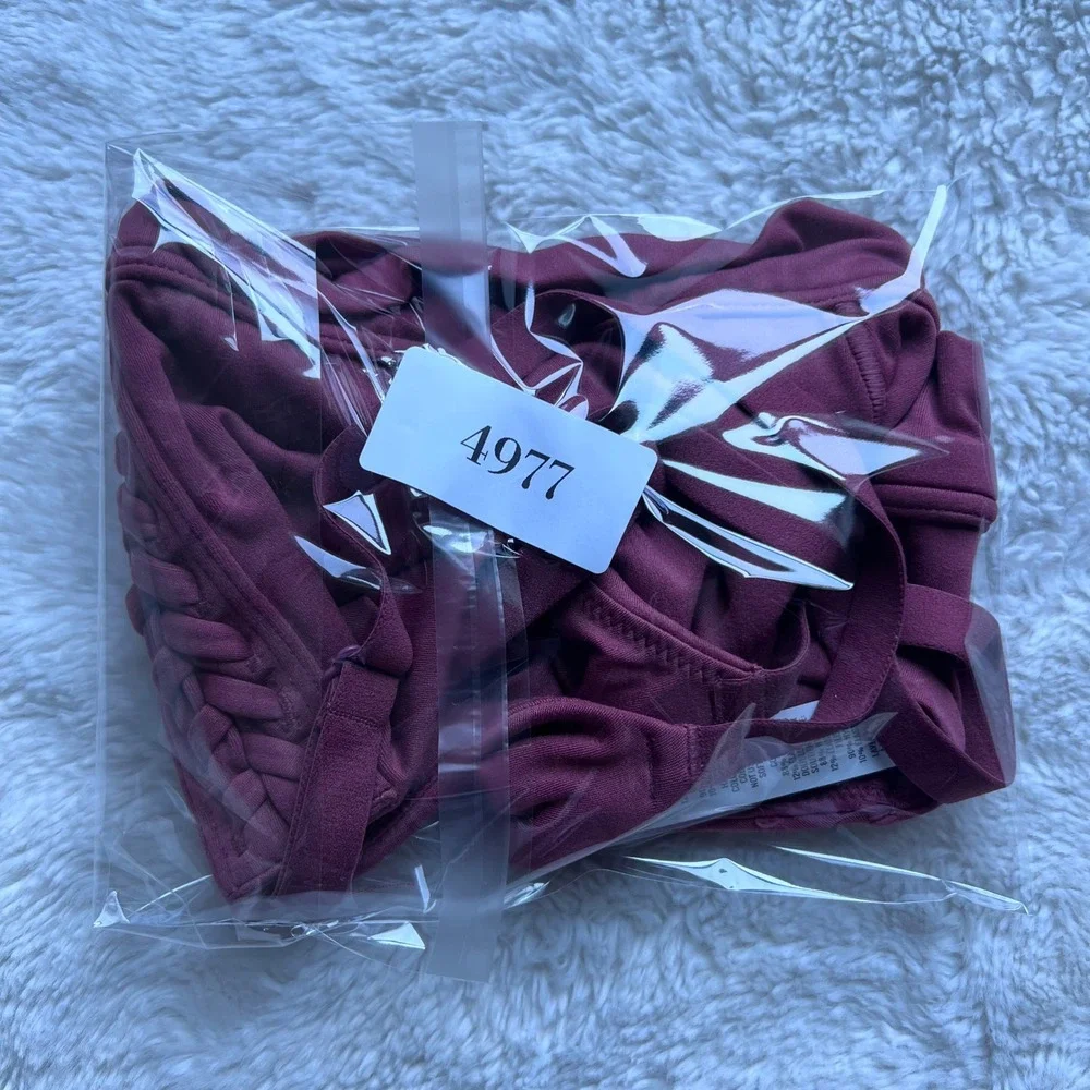OFFLINE by Aerie Real Me Stretch Bra Burgundy Lace Up Medium Support Medium NWOT